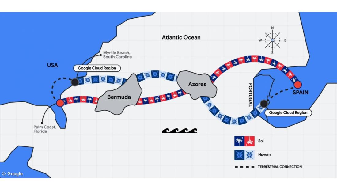 Google anuncia cabo submarino Sol que liga EUA, Bermudas, Açores e Espanha – Imagem 2