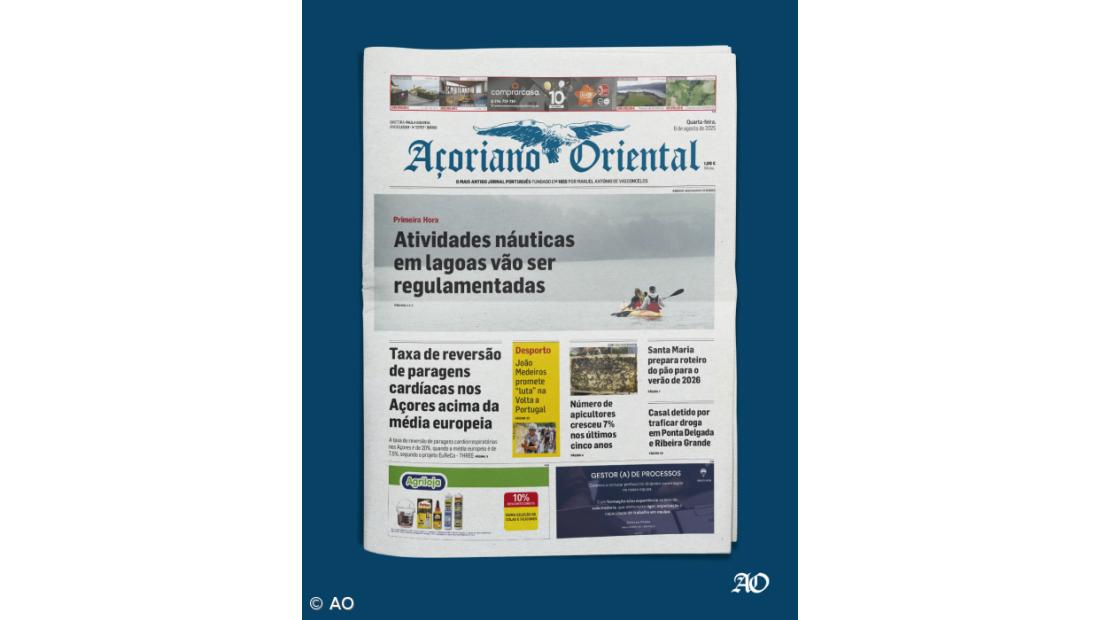 "Atividades náuticas em lagoas vão ser regulamentadas" é a manchete do Açoriano Oriental