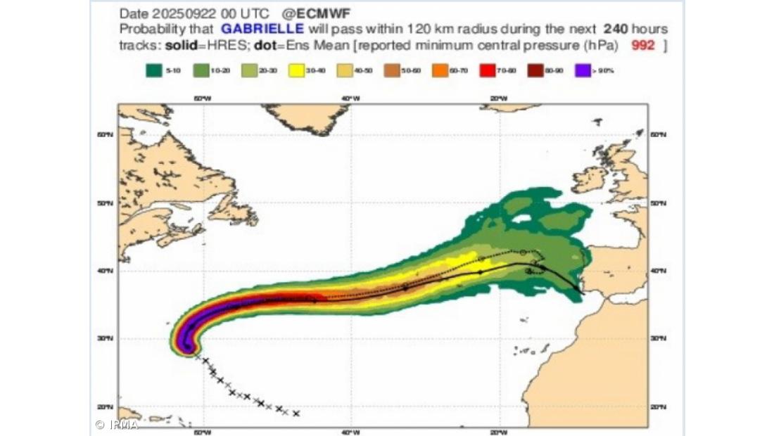 Ciclone tropical Gabrielle intensifica-se e deve afetar os Açores 
