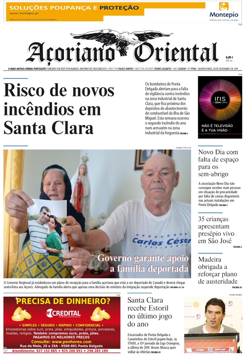 "Risco de novos incêndios em Santa Clara" é a manchete do Açoriano Oriental – Imagem 1