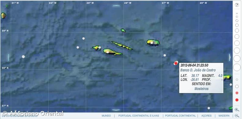 Atividade sísmica na zona do banco D. João de Castro está acima dos valores de referência – Imagem 1