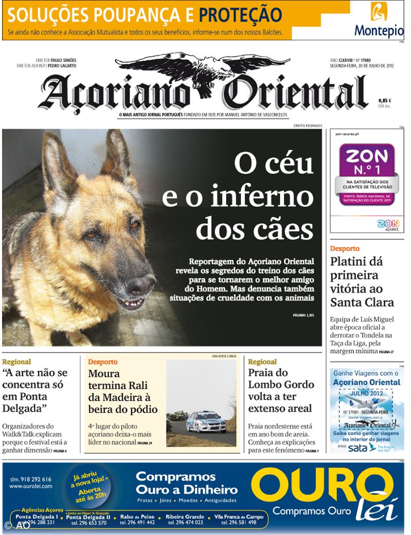 "O céu e o inferno dos cães" é a manchete do Açoriano Oriental – Imagem 1