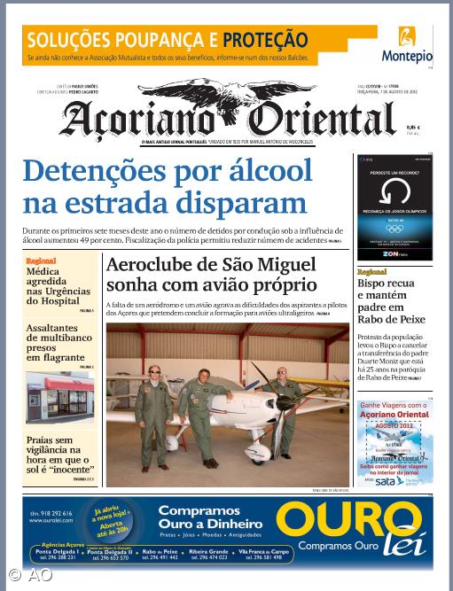 "Detenções por álcool na estrada disparam" é a manchete do Açoriano Oriental – Imagem 1