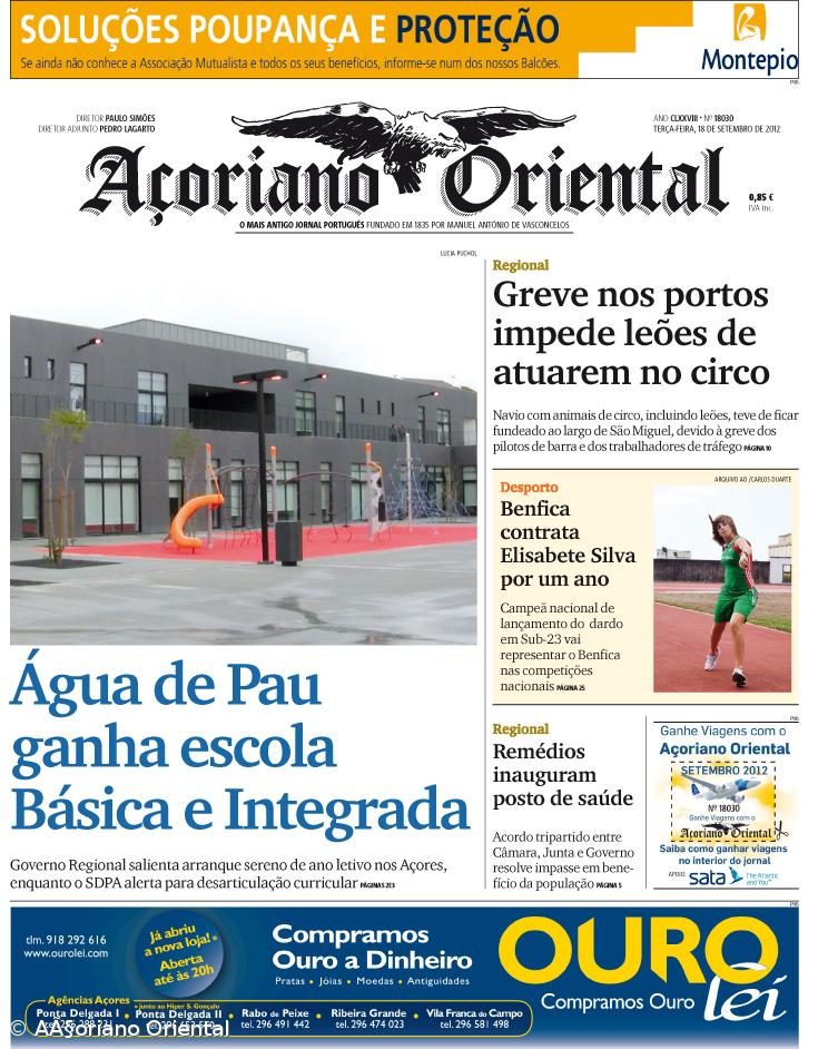 "Água de Pau ganha escola Básica e Integrada" é a manchete do Açoriano Oriental – Imagem 1