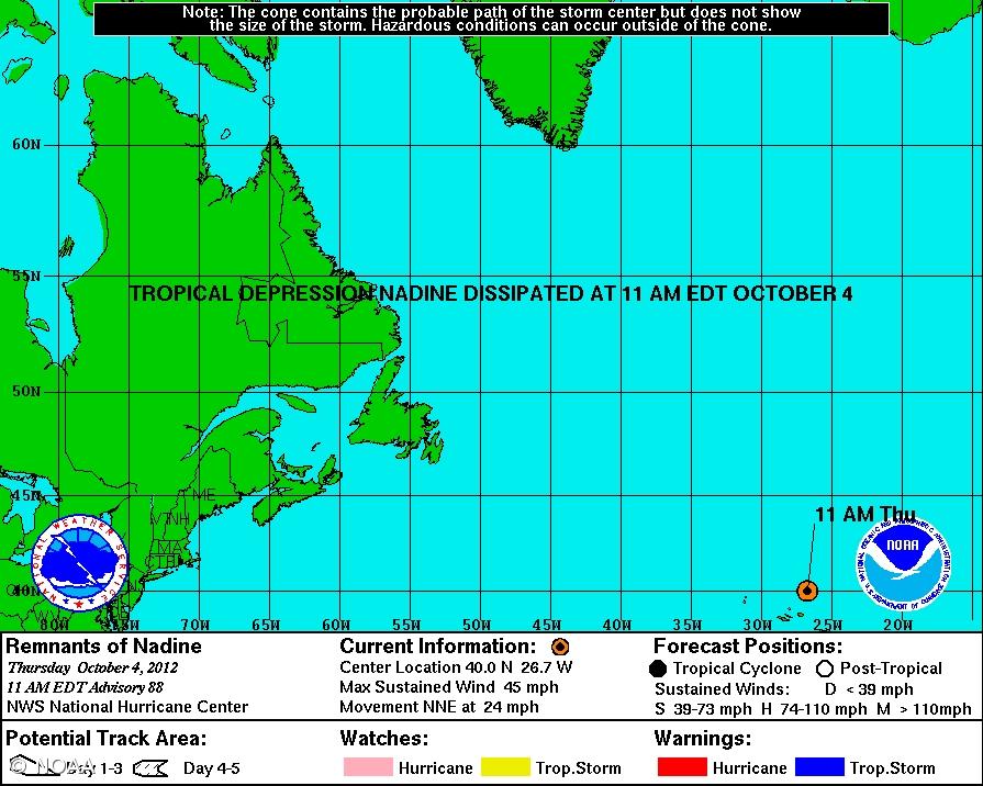 Tempestade Nadine dissipa-se sobre os Açores – Imagem 1