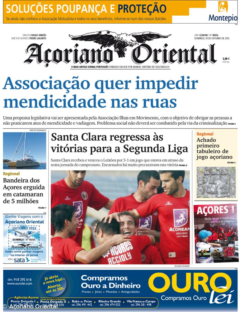 "Associação quer impedir mendicidade nas ruas" é a manchete do Açoriano Oriental – Imagem 1