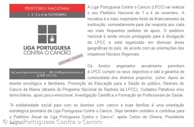 Peditório da Liga Portuguesa Contra o Cancro nas ruas de 1 a 4 de novembro – Imagem 1