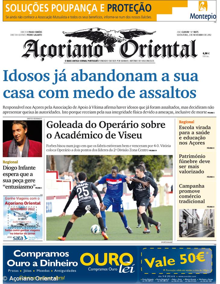 "Idosos já abandonam a sua casa com medo de assaltos" é a manchete do Açoriano Oriental – Imagem 1