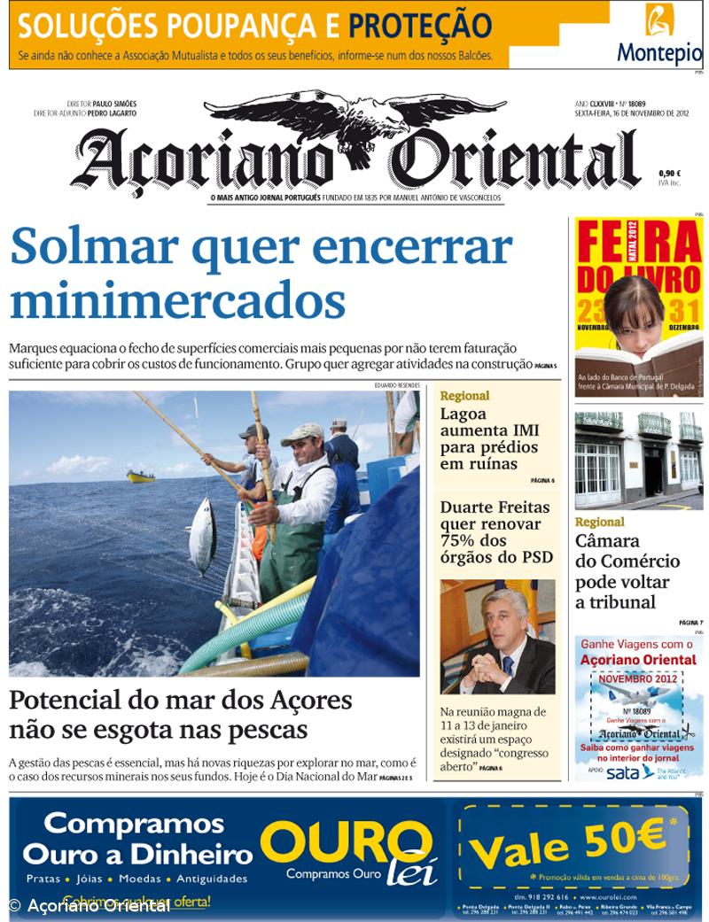 "Solmar quer encerrar minimercados" é a manchete do Açoriano Oriental – Imagem 1