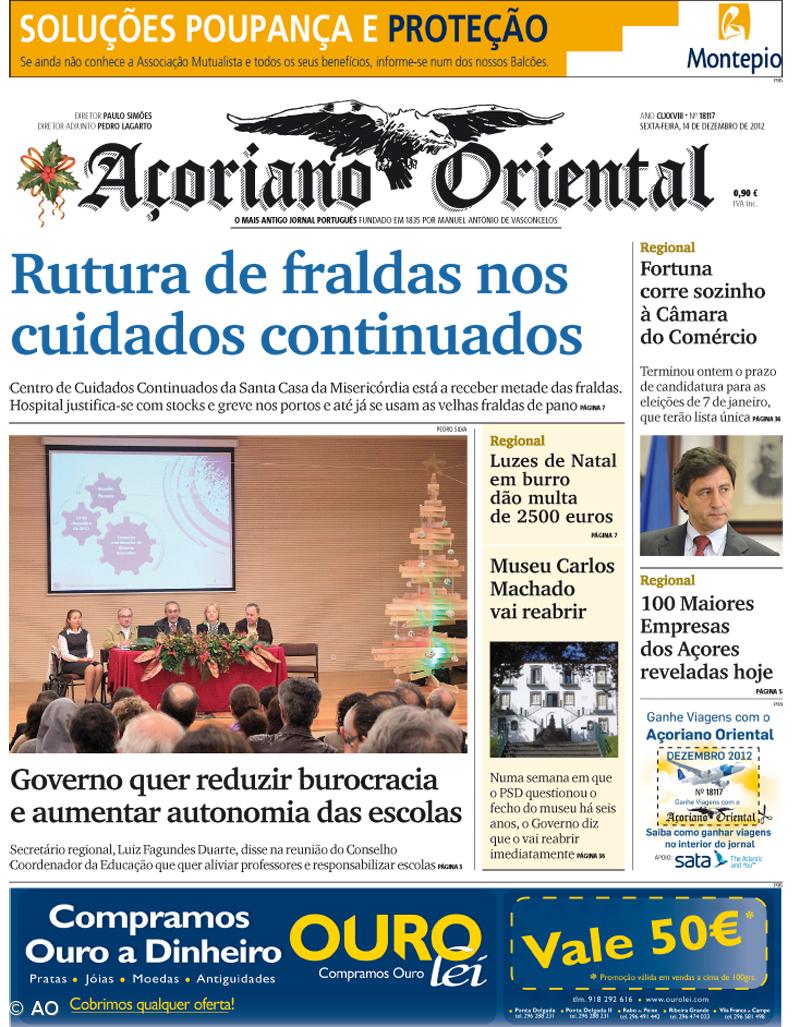 "Rutura de fraldas nos cuidados continuados" é a manchete do Açoriano Oriental – Imagem 1
