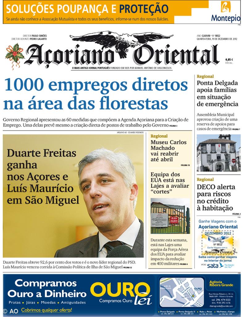 "1000 empregos diretos na área das florestas" é a manchete do Açoriano Oriental – Imagem 1