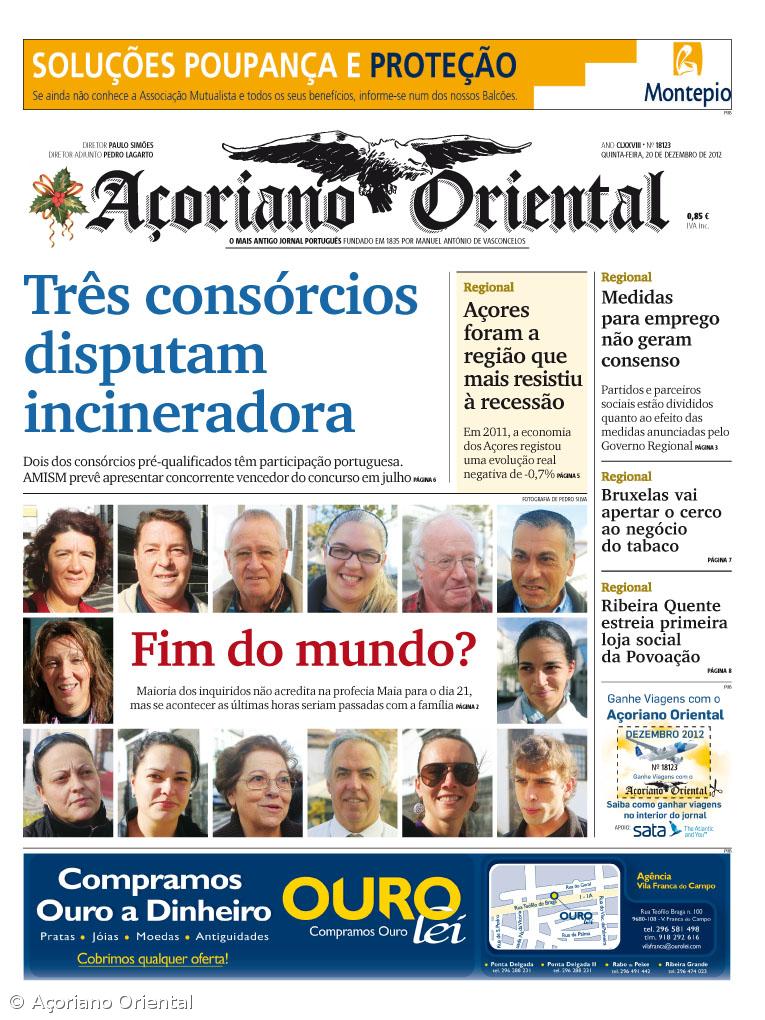 "Três consórcios disputam incineradora" é a manchete do Açoriano Oriental – Imagem 1