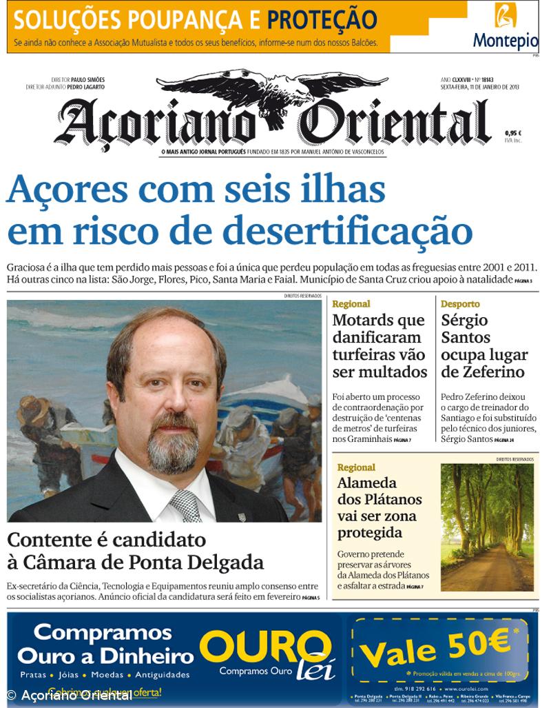 "Açores com seis ilhas em risco de desertificação" é a manchete do Açoriano Oriental – Imagem 1