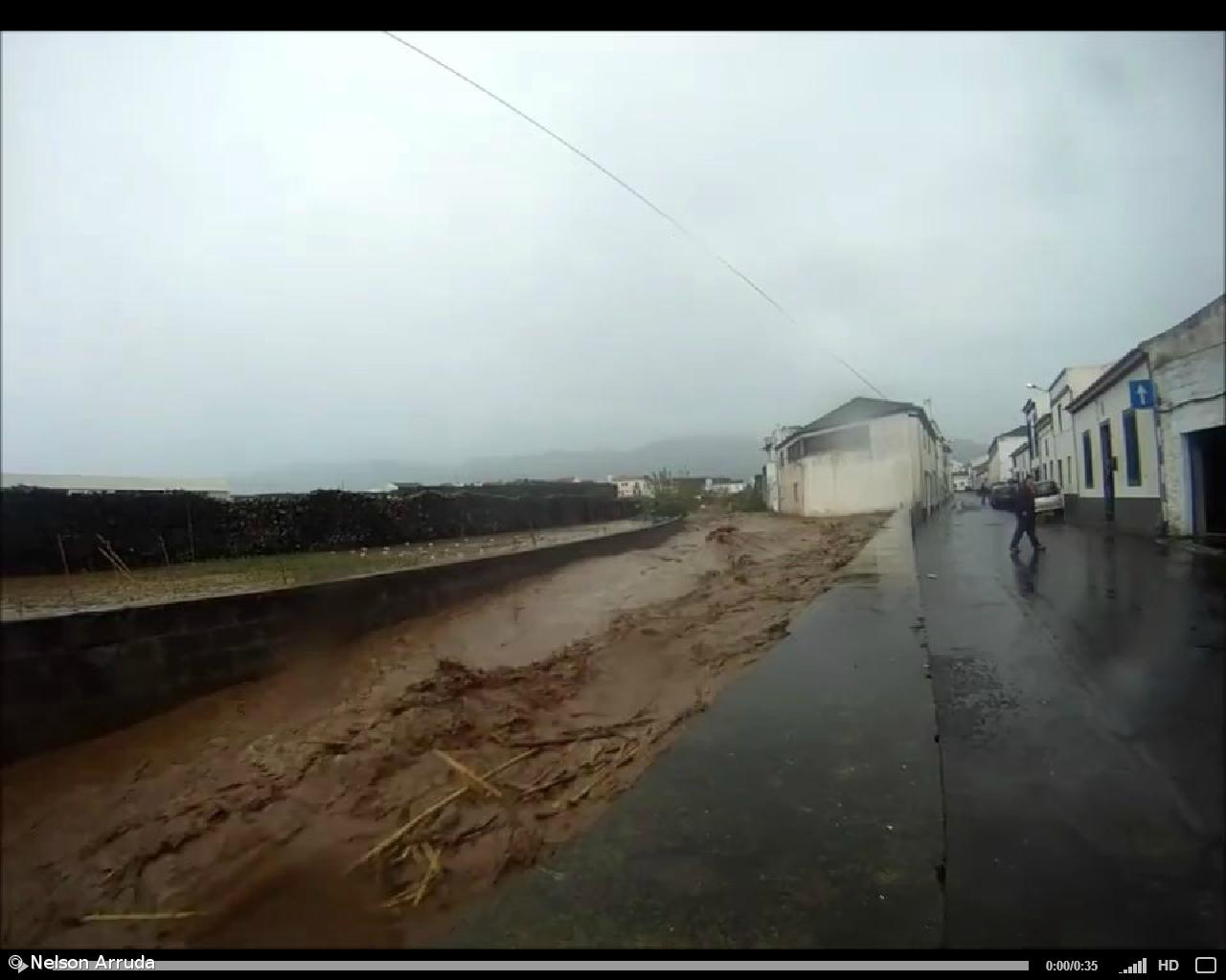 Caudal da ribeira ameaça transbordar na Ribeira Seca (vídeo) – Imagem 1