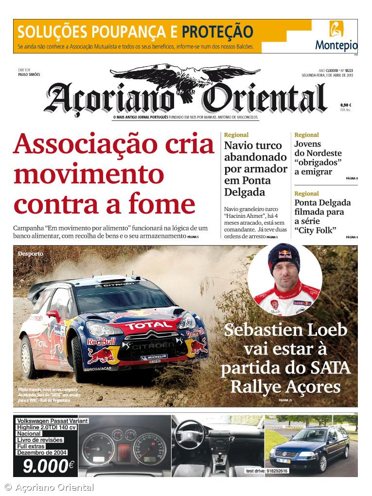 "Associação cria movimento contra a fome" é a manchete do Açoriano Oriental – Imagem 1