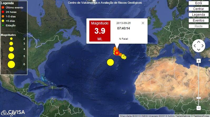 Sismo de 4.0 na escala de Richter registado nos Açores – Imagem 1