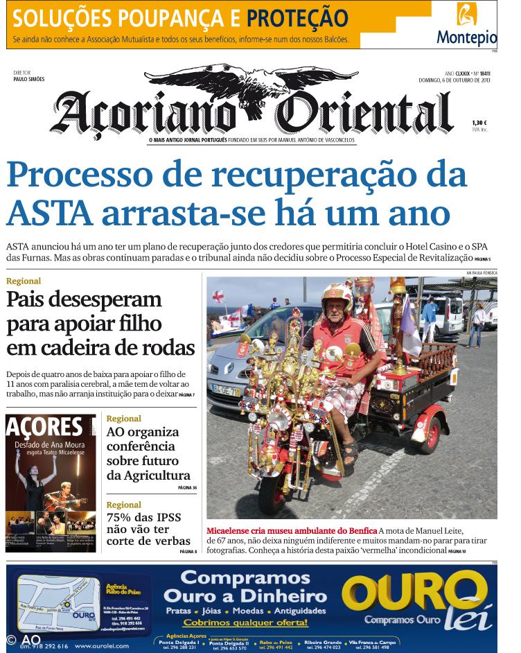 "Processo de recuperação da ASTA arrasta-se há um ano" é a manchete do Açoriano Oriental  – Imagem 1