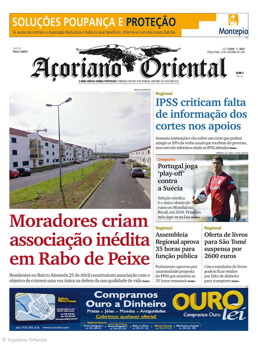 "Moradores criam associação inédita em Rabo de Peixe" é a manchete do Açoriano Oriental – Imagem 1