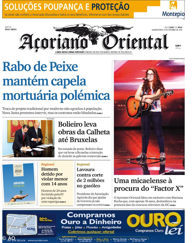 "Rabo de Peixe mantém capela mortuária polémica" é a manchete do Açoriano Oriental – Imagem 1