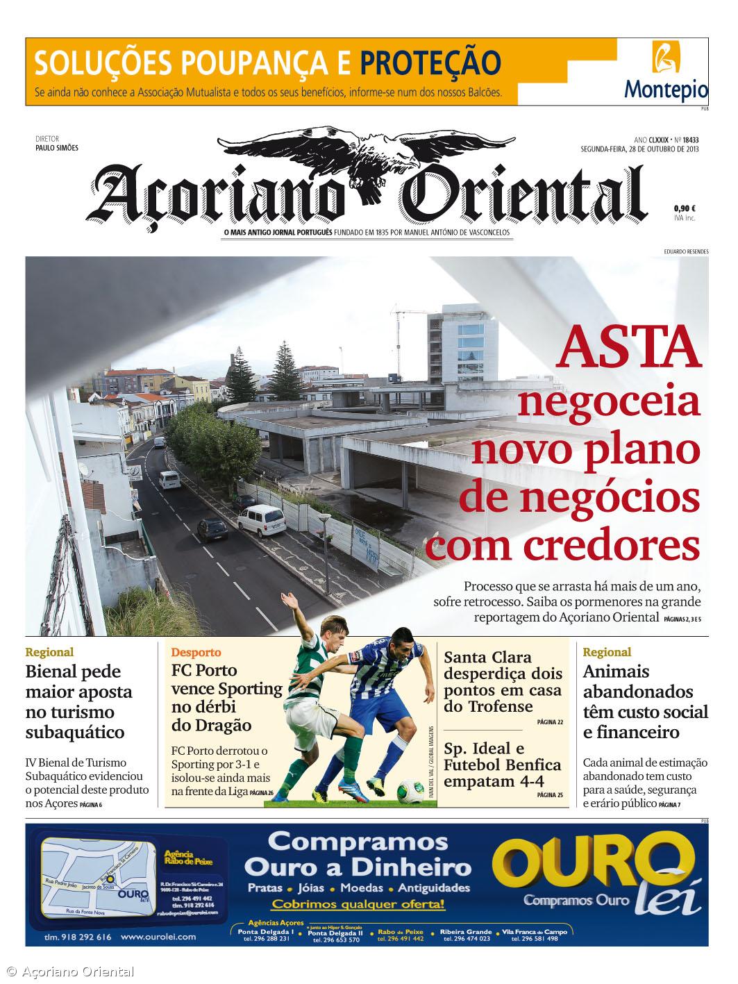 "ASTA negoceia novo plano de negócios com credores" é a manchete do Açoriano Oriental – Imagem 1