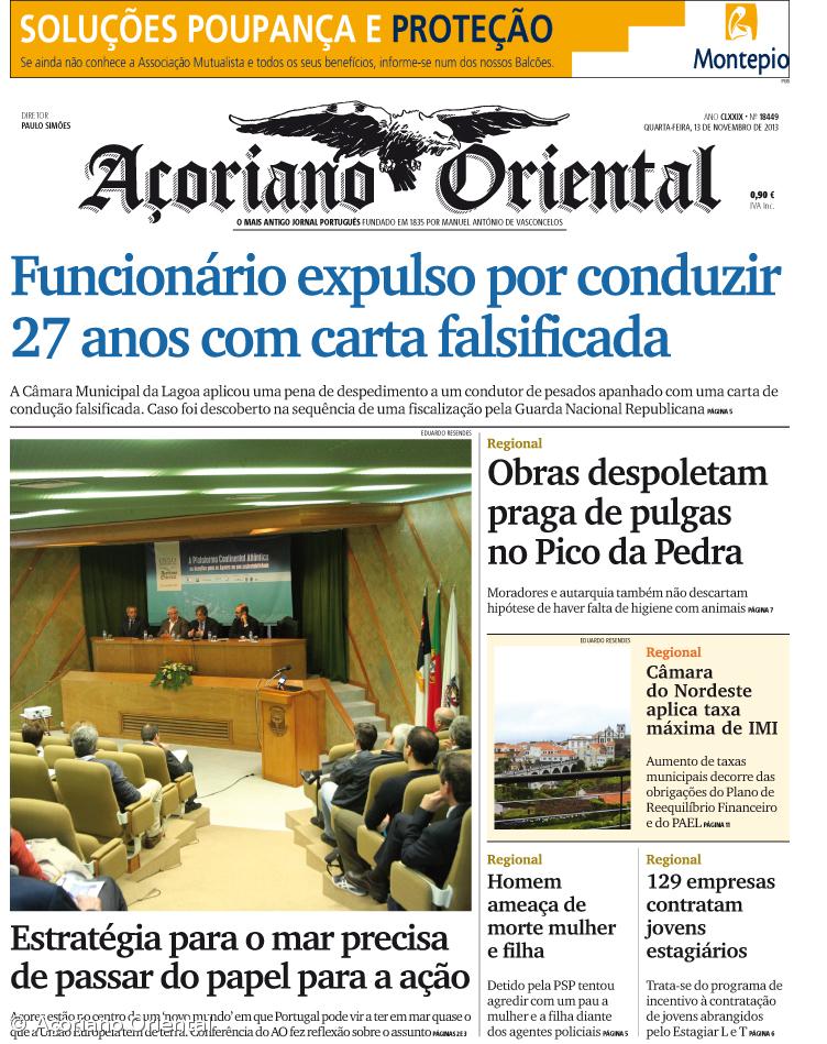 "Funcionário expulso por conduzir 27 anos com carta falsificada" é a manchete do Açoriano Oriental – Imagem 1