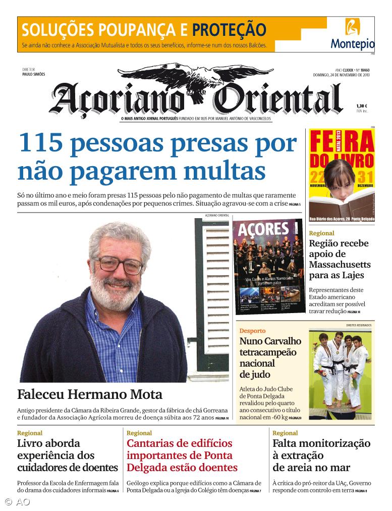 "115 pessoas presas por não pagarem multas" é a manchete do Açoriano Oriental – Imagem 1