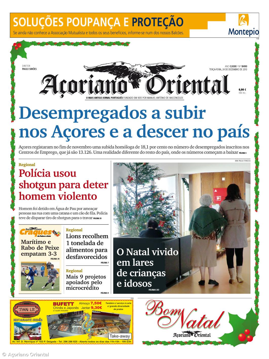 "Desempregados a subir nos Açores e a descer no país" é a manchete do Açoriano Oriental – Imagem 1