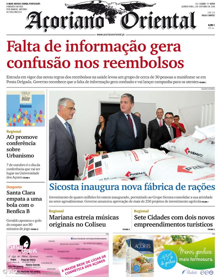 "Falta de informação gera confusão nos reembolsos" é a manchete do Açoriano Oriental – Imagem 1