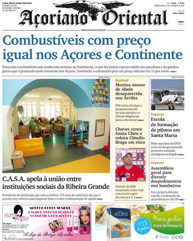 "Combustíveis com preço igual nos Açores e Continente" é a manchete do Açoriano Oriental – Imagem 1