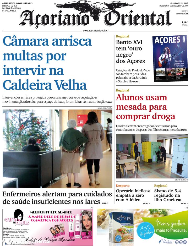 "Câmara arrisca multas por intervir na Caldeira Velha" é a manchete do Açoriano Oriental – Imagem 1
