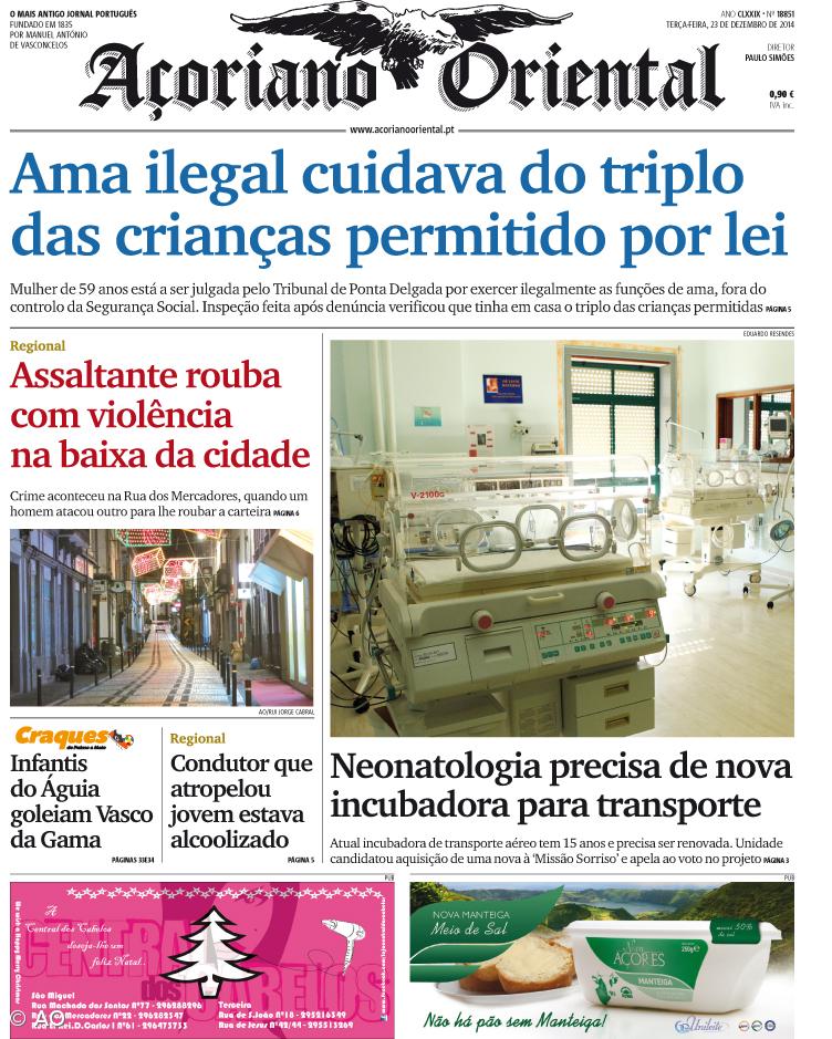 "Ama ilegal cuidava do triplo das crianças permitido por lei" é a manchete do Açoriano Oriental – Imagem 1