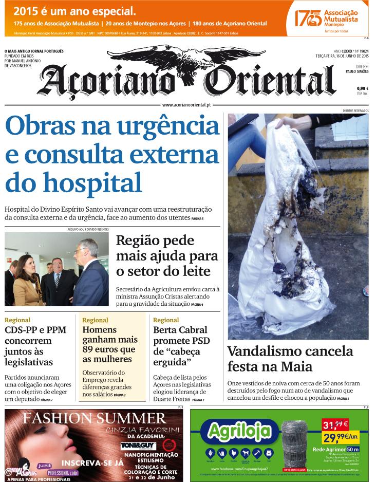 "Obras na urgência e consulta externa do hospital" é a manchete do Açoriano Oriental – Imagem 1