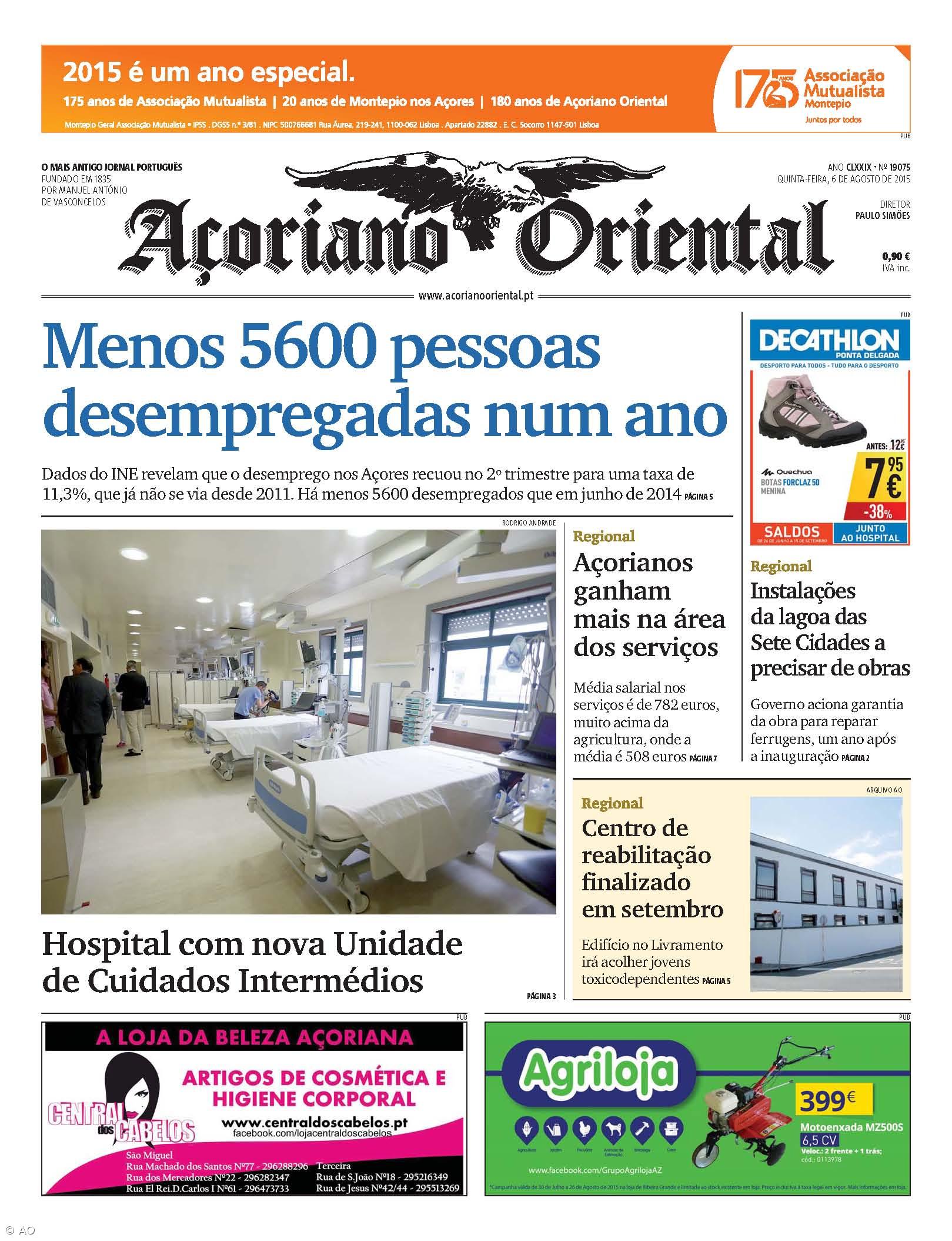 "Menos 5600 pessoas desempregadas num ano" é a manchete do Açoriano Oriental  – Imagem 1