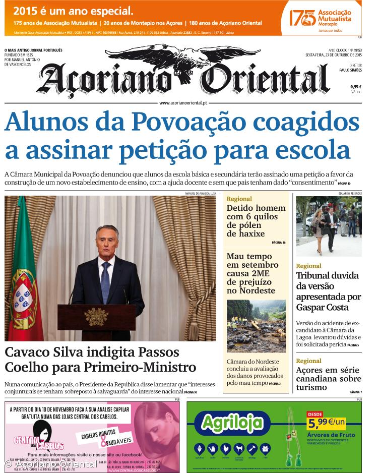 "Alunos da Povoação coagidos a assinar petição para escola" é a manchete do Açoriano Oriental – Imagem 1