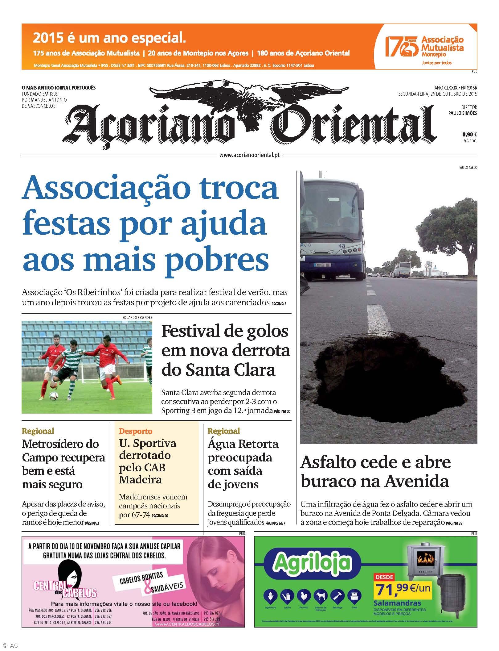 "Associação troca festas por ajuda aos mais pobres" é a manchete do Açoriano Oriental – Imagem 1