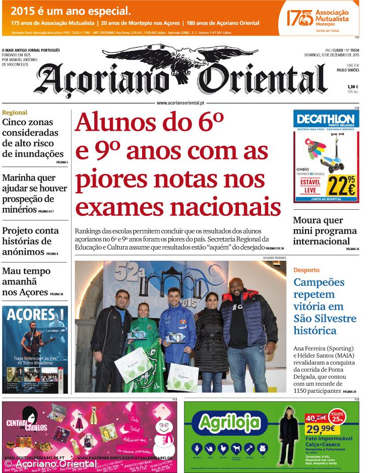 "Alunos do 6º e 9º anos com as piores notas nos exames nacionais" é a manchete do Açoriano Oriental – Imagem 1