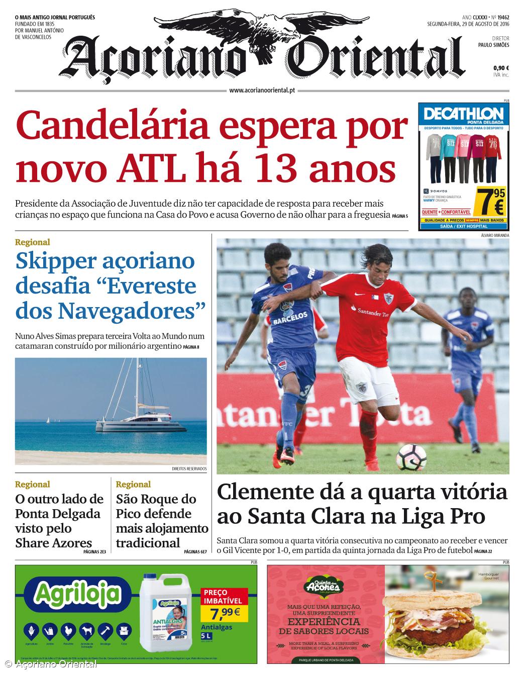 Candelária espera por novo ATL há 13 anos, é a manchete do Açoriano Oriental  – Imagem 1