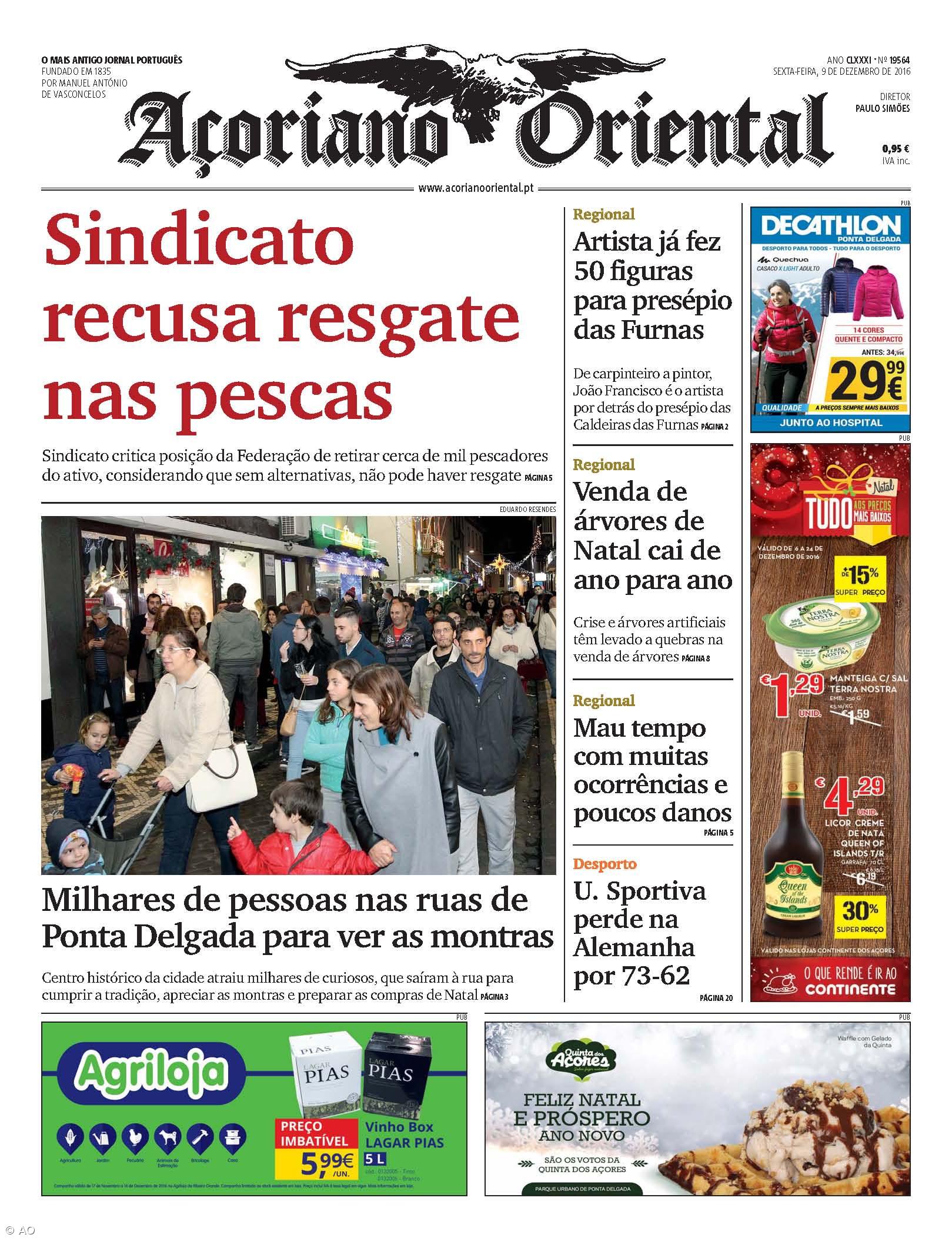 "Sindicato recusa resgate nas pescas" é a manchete do Açoriano Oriental – Imagem 1