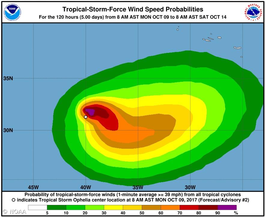 Tempestade tropical Ophelia aproxima-se dos Açores – Imagem 1