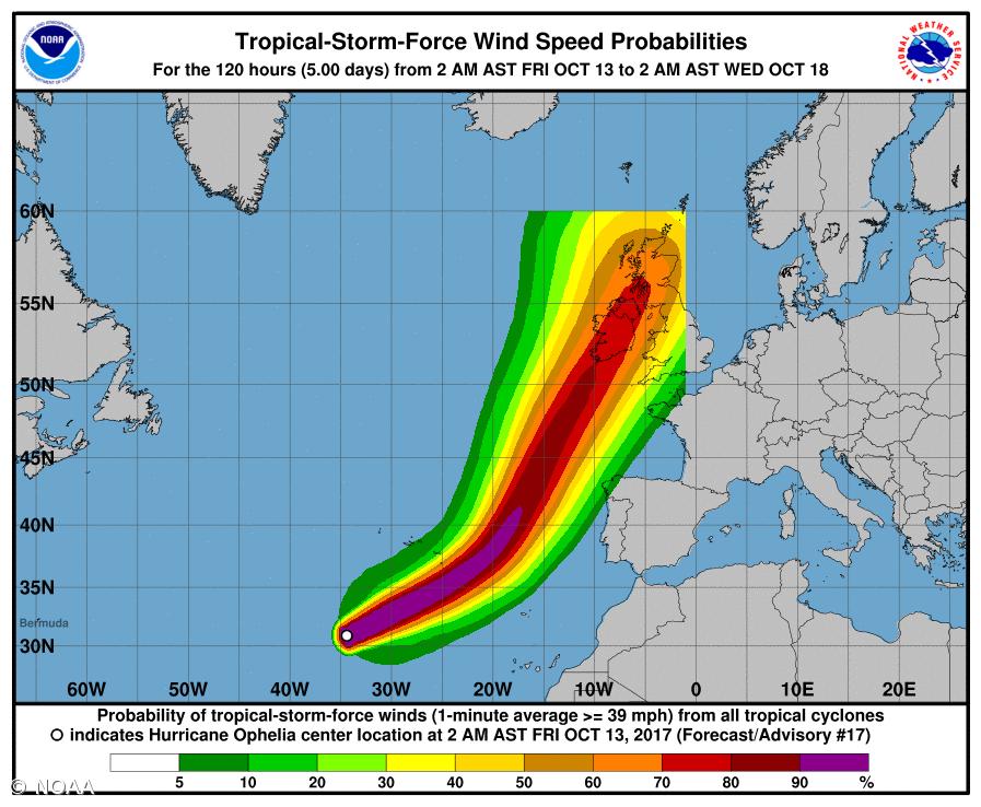 Furacão Ophelia a 995 quilómetros dos Açores e a deslocar-se em direção ao arquipélago – Imagem 1