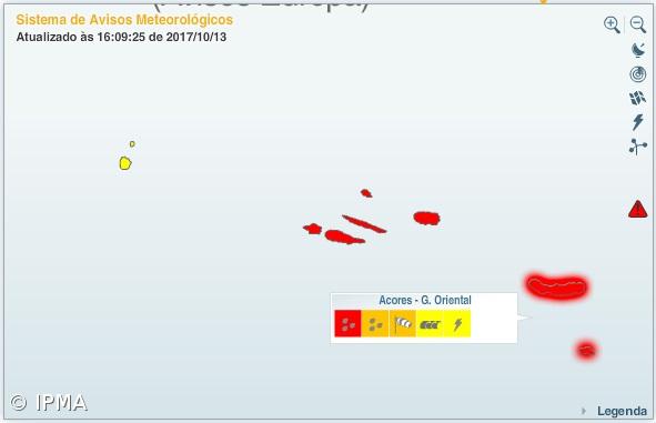 Grupos central e oriental dos Açores sob aviso vermelho devido à chuva – Imagem 1