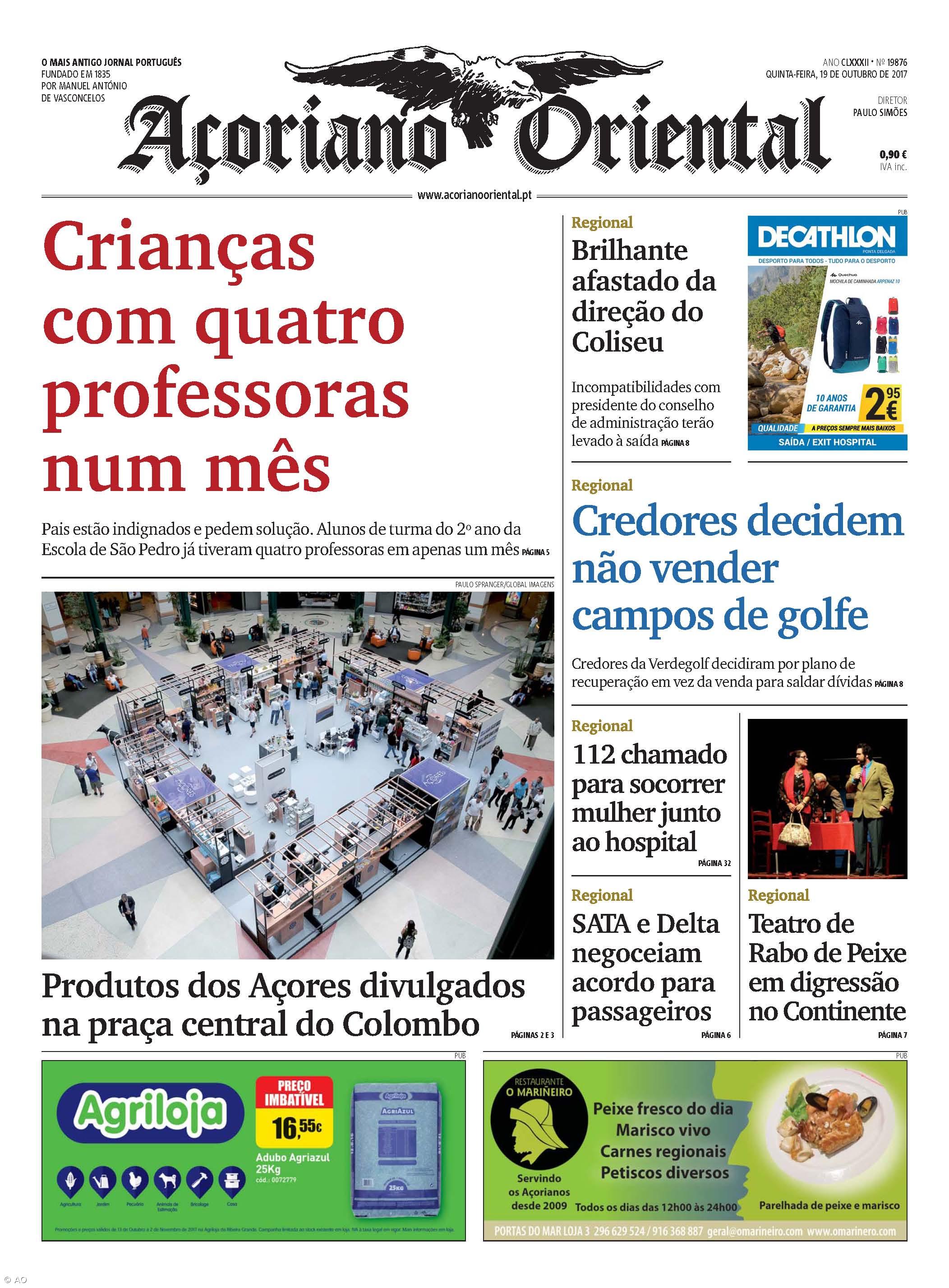 "Crianças com quatro professoras num mês" é a manchete do Açoriano Oriental – Imagem 1