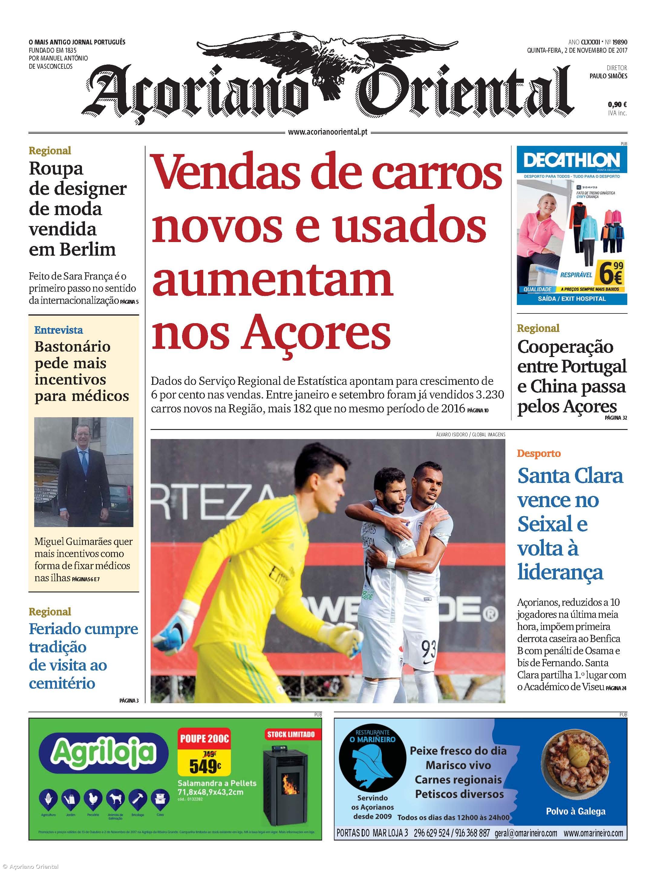 "Vendas de carros novos e usados aumentam nos Açores" é a manchete do Açoriano Oriental – Imagem 1