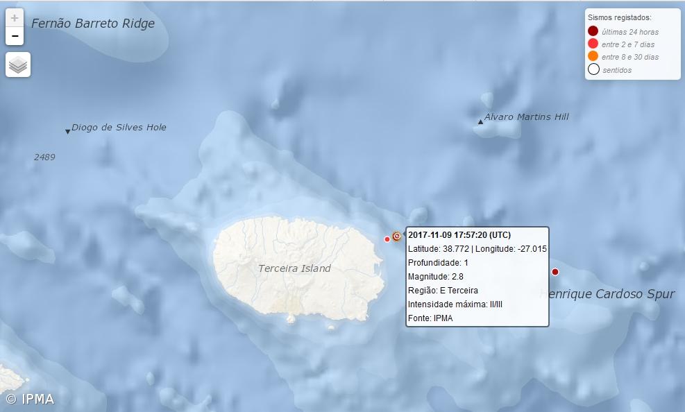Sismo de 2.8 na escala de Richter sentido na ilha Terceira – Imagem 1