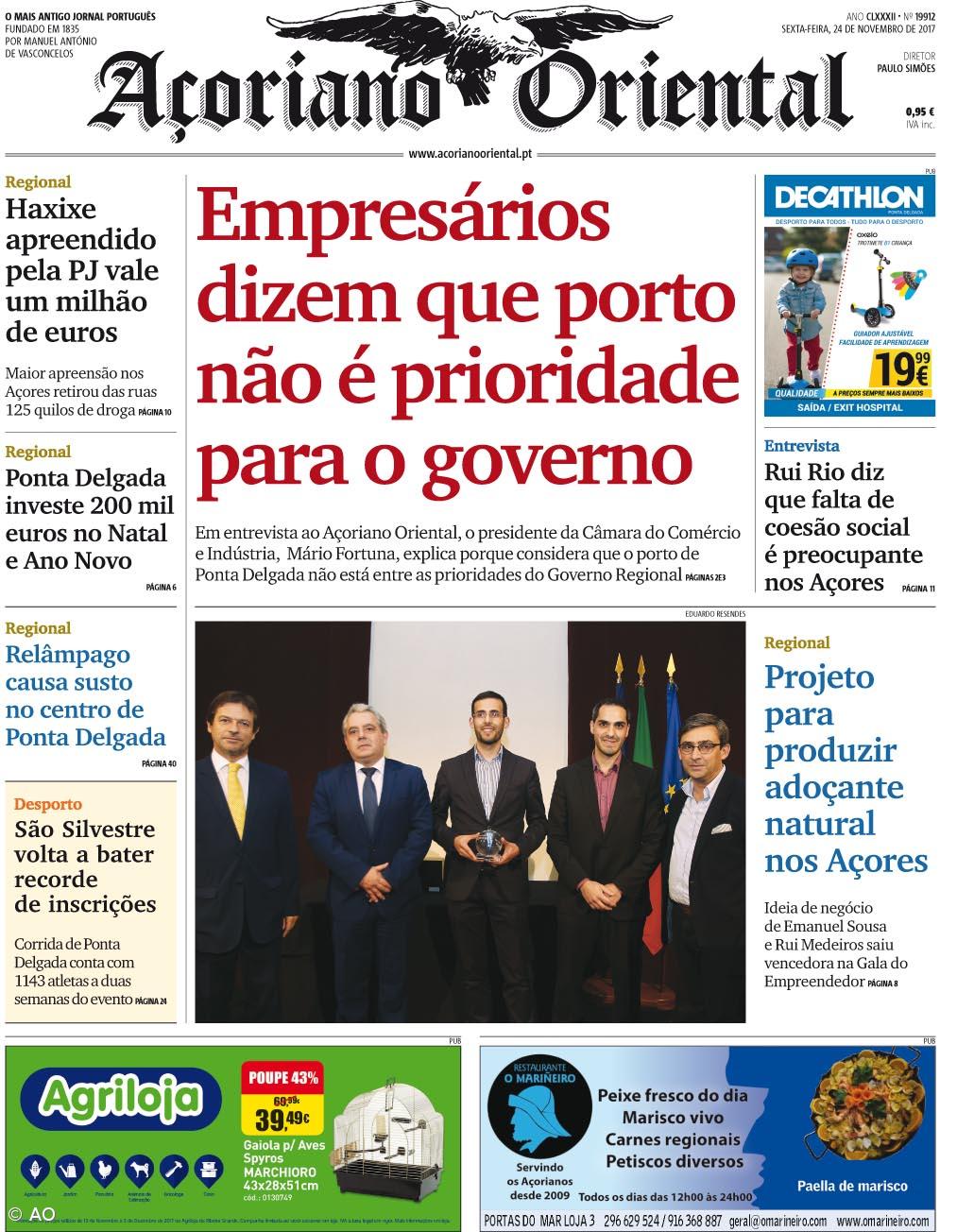 "Empresários dizem que porto não é prioridade para o governo" é a manchete do Açoriano Oriental – Imagem 1