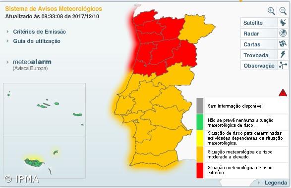 Vento forte coloca 8 distritos em aviso vermelho ao final do dia de hoje – Imagem 1