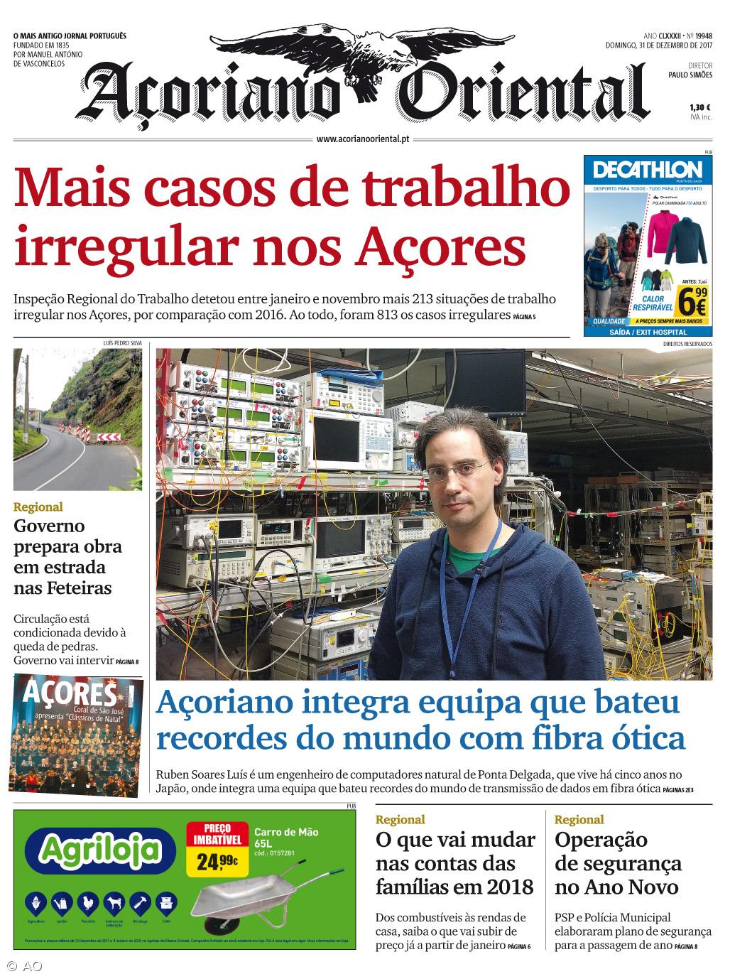 "Mais casos de trabalho irregular nos Açores" é a manchete do Açoriano Oriental – Imagem 1