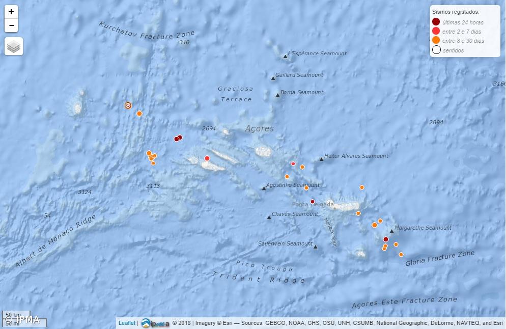 Sismo com magnitude 4,4 escala Richter a sudoeste dos Açores – Imagem 1