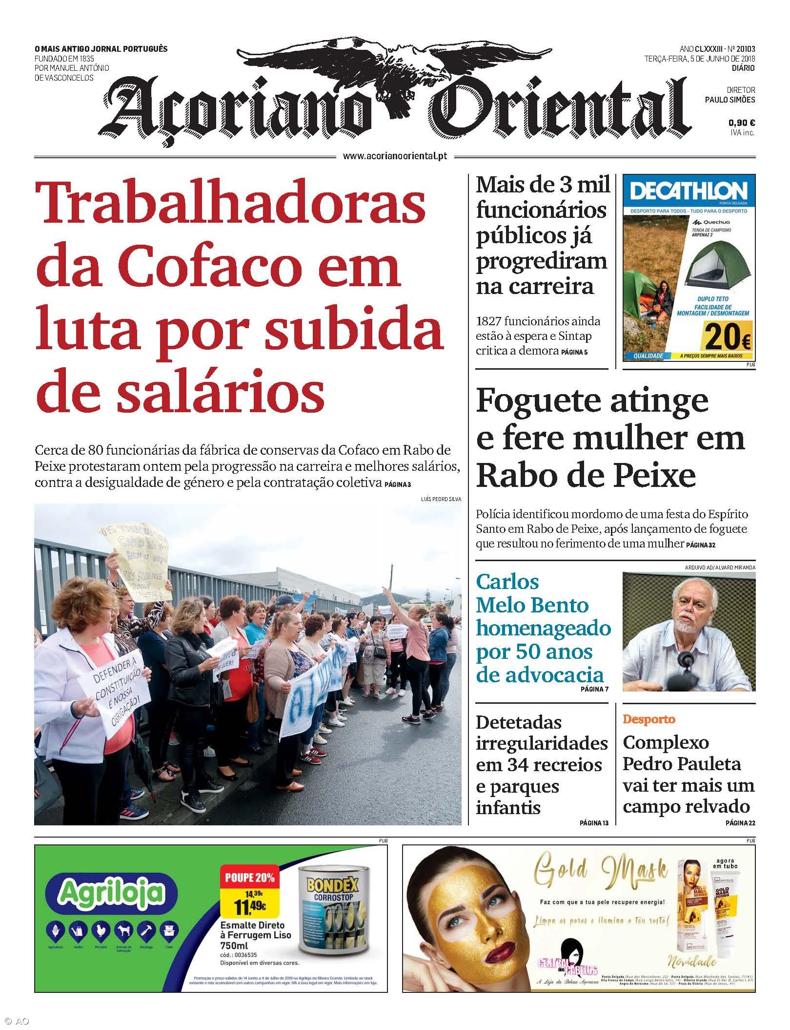 "Trabalhadoras da Cofaco em luta por subida de salários" é a manchete do Açoriano Oriental – Imagem 1