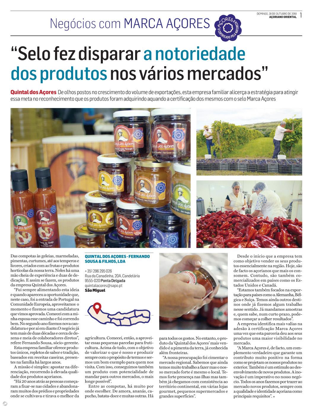 Suplemento Negócios com Marca Açores - Outubro – Imagem 1